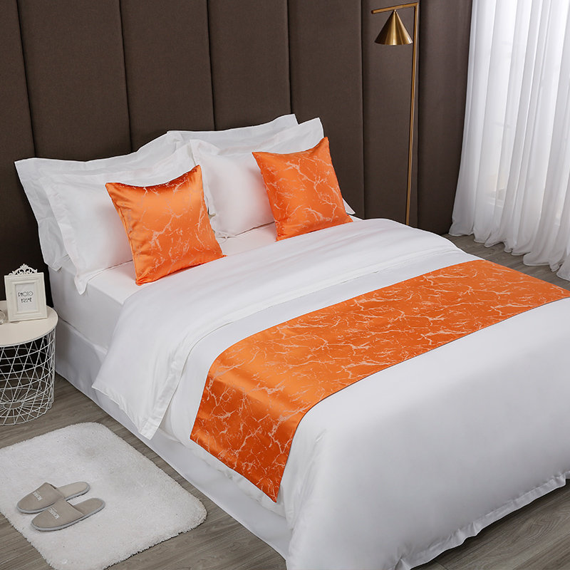 Runner da letto per hotel jacquard di colore arancione